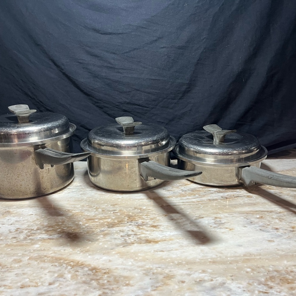 6 Pcs Thermo Core 18-8 Tri-Ply Stainless Steel Pots And Lids - Made In The USA